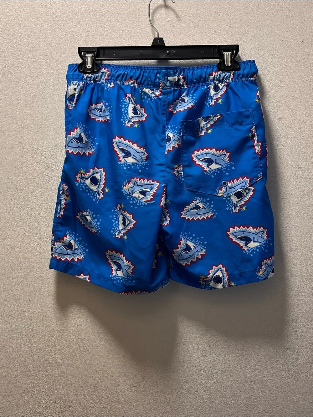 Cat & Jack Kidcore Colorful Fun Blue Shark Print Swim Trunks Sz XL (14), Boys